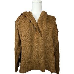 AMERICAN EAGLE OUTFITTERS Cozy Brown Knit Hooded Sweater Sz Small